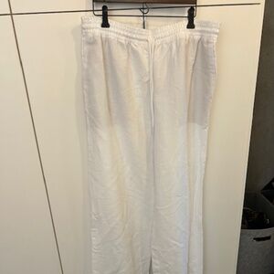 White Linen Drawstring Trousers from Artizia